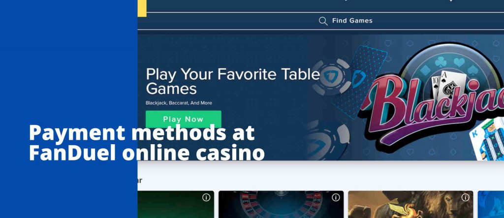 Payment methods at FanDuel online casino